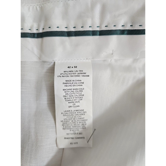 Cubavera ~Men's Size 42×32~ White Linen Blend Dress Pants Straight Leg NWOT. - Picture 4 of 9
